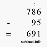 Calculate 786 minus 95 using long subtraction