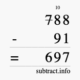 Calculate 788 minus 91 using long subtraction