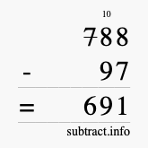 Calculate 788 minus 97 using long subtraction