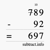 Calculate 789 minus 92 using long subtraction