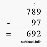 Calculate 789 minus 97 using long subtraction