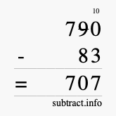 Calculate 790 minus 83 using long subtraction
