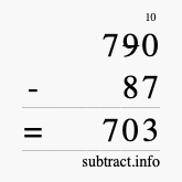 Calculate 790 minus 87 using long subtraction