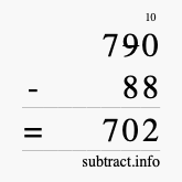 Calculate 790 minus 88 using long subtraction