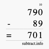 Calculate 790 minus 89 using long subtraction