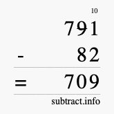 Calculate 791 minus 82 using long subtraction