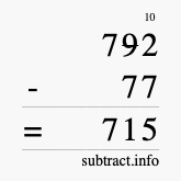 Calculate 792 minus 77 using long subtraction