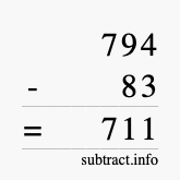 Calculate 794 minus 83 using long subtraction
