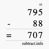 Calculate 795 minus 88 using long subtraction
