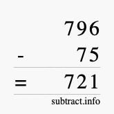 Calculate 796 minus 75 using long subtraction