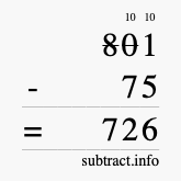 Calculate 801 minus 75 using long subtraction