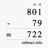 Calculate 801 minus 79 using long subtraction