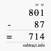 Calculate 801 minus 87 using long subtraction