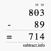 Calculate 803 minus 89 using long subtraction