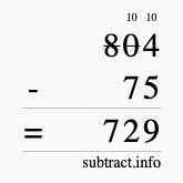 Calculate 804 minus 75 using long subtraction