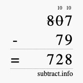 Calculate 807 minus 79 using long subtraction