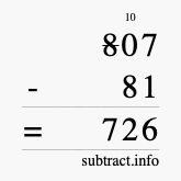 Calculate 807 minus 81 using long subtraction