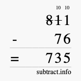 Calculate 811 minus 76 using long subtraction