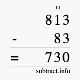 Calculate 813 minus 83 using long subtraction