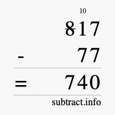 Calculate 817 minus 77 using long subtraction