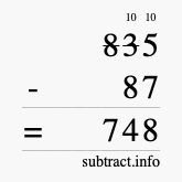 Calculate 835 minus 87 using long subtraction