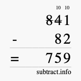 Calculate 841 minus 82 using long subtraction