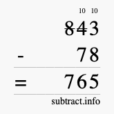 Calculate 843 minus 78 using long subtraction