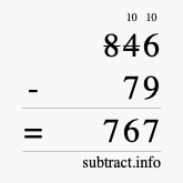 Calculate 846 minus 79 using long subtraction