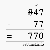 Calculate 847 minus 77 using long subtraction