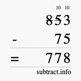 Calculate 853 minus 75 using long subtraction