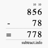 Calculate 856 minus 78 using long subtraction