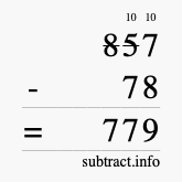 Calculate 857 minus 78 using long subtraction