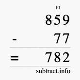 Calculate 859 minus 77 using long subtraction