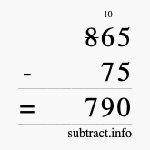 Calculate 865 minus 75 using long subtraction