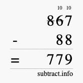 Calculate 867 minus 88 using long subtraction