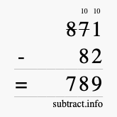 Calculate 871 minus 82 using long subtraction