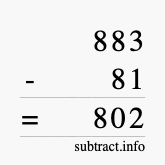 Calculate 883 minus 81 using long subtraction