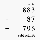 Calculate 883 minus 87 using long subtraction