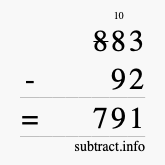 Calculate 883 minus 92 using long subtraction Calculate 883 minus 92 using long subtraction