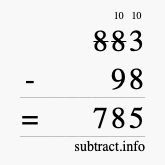 Calculate 883 minus 98 using long subtraction