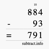 Calculate 884 minus 93 using long subtraction Calculate 884 minus 93 using long subtraction
