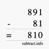 Calculate 891 minus 81 using long subtraction