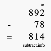 Calculate 892 minus 78 using long subtraction
