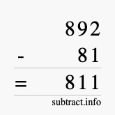 Calculate 892 minus 81 using long subtraction