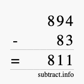 Calculate 894 minus 83 using long subtraction