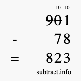 Calculate 901 minus 78 using long subtraction