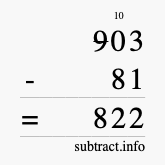 Calculate 903 minus 81 using long subtraction