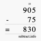 Calculate 905 minus 75 using long subtraction