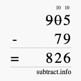 Calculate 905 minus 79 using long subtraction