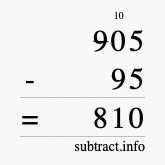 Calculate 905 minus 95 using long subtraction